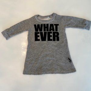 nununu Baby Girls' "Whatever" Sweatshirt Dress in Heather Gray - Size 0-6 Months